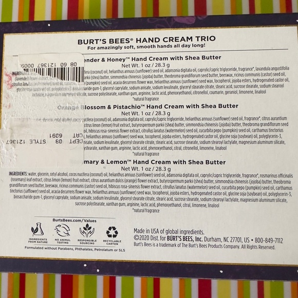 BURTS BEES Hand Cream Trio (3 tubes) Holiday Gift Set w/ shea butter NWT - Picture 3 of 4